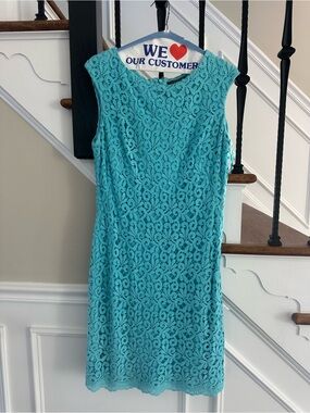 Ralph Lauren Turquoise Lace Sheath Dress
